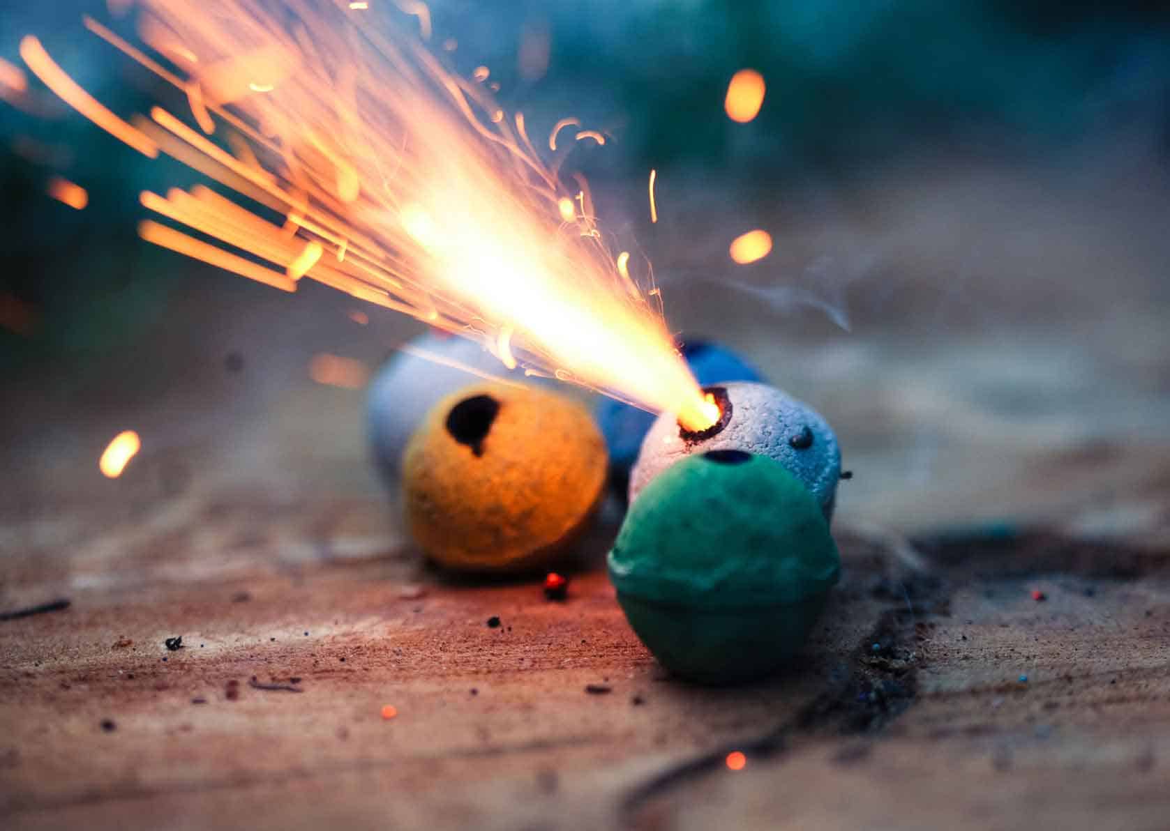 colourful clay smoke bomb
