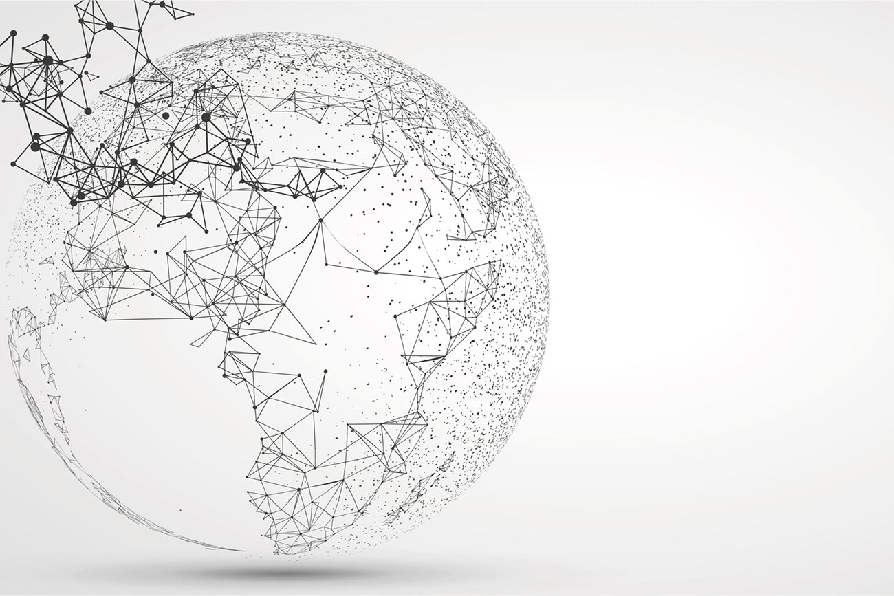 World map point-line composition, representing the global network connection