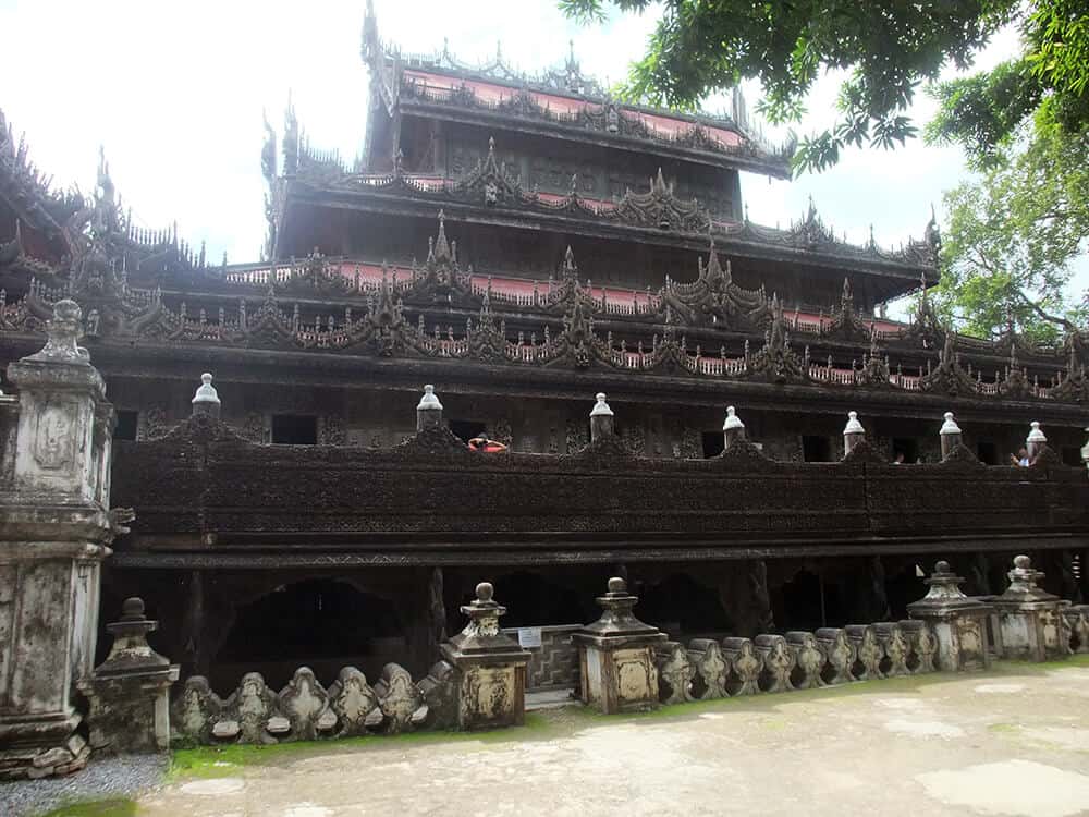 A blissful retirement CTW Bliss - Shwenandaw - wooden monastery covered internally with gold leaf Mandalay