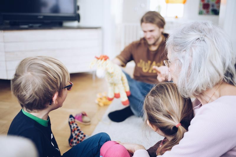 three generations together playing