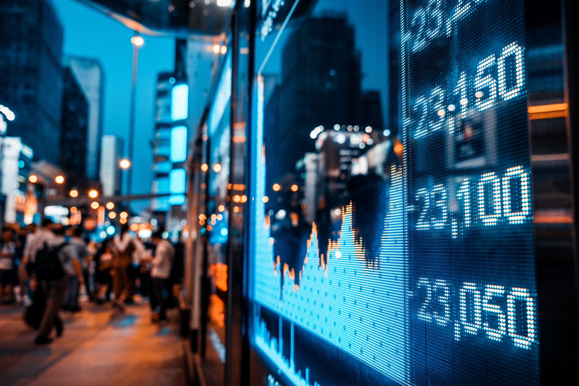 stock graph and city