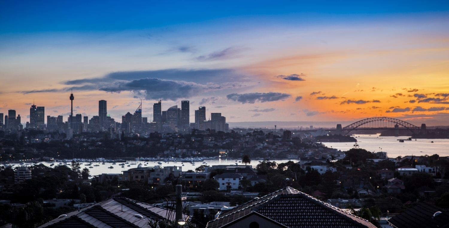 Sydney cityscape and sunset