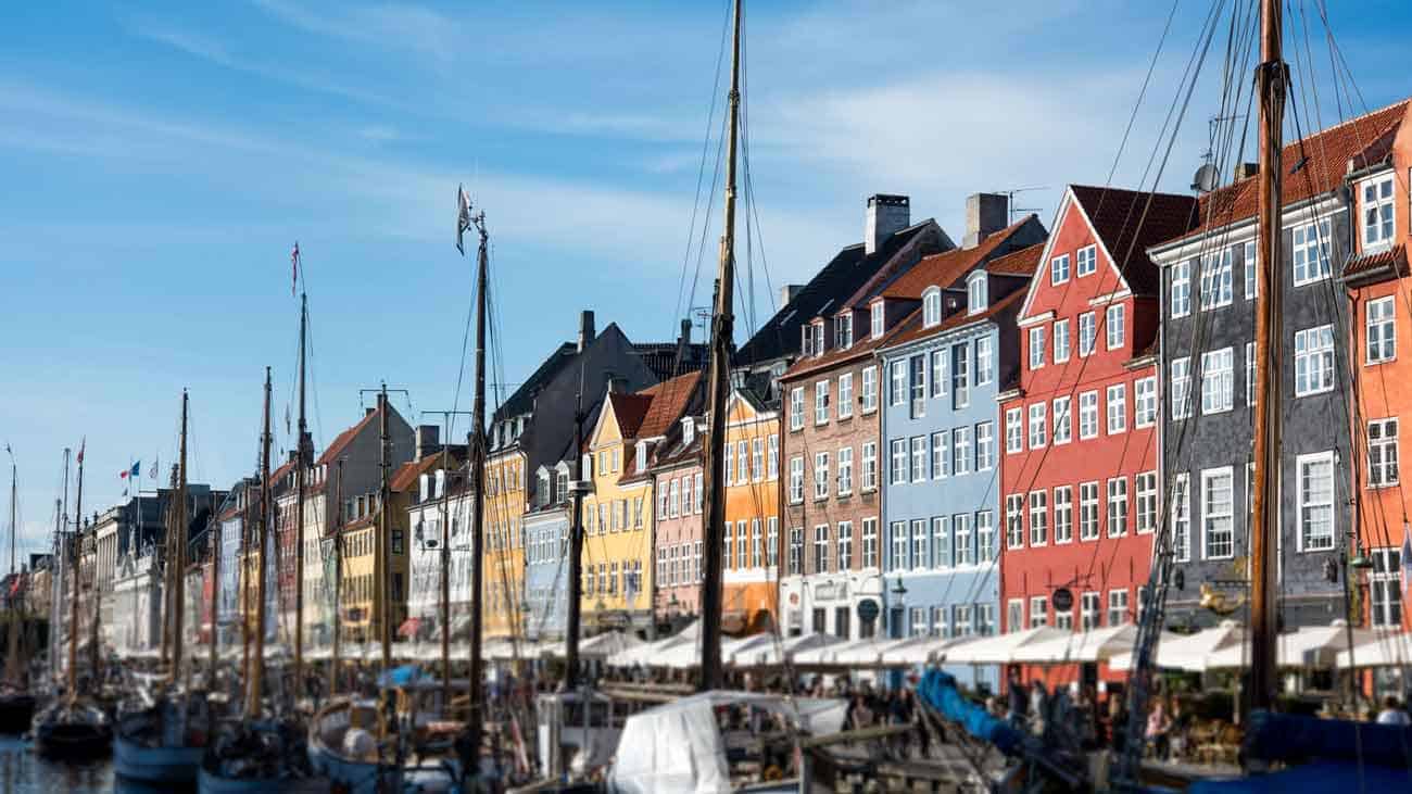 Panoramic shot of colored houses
